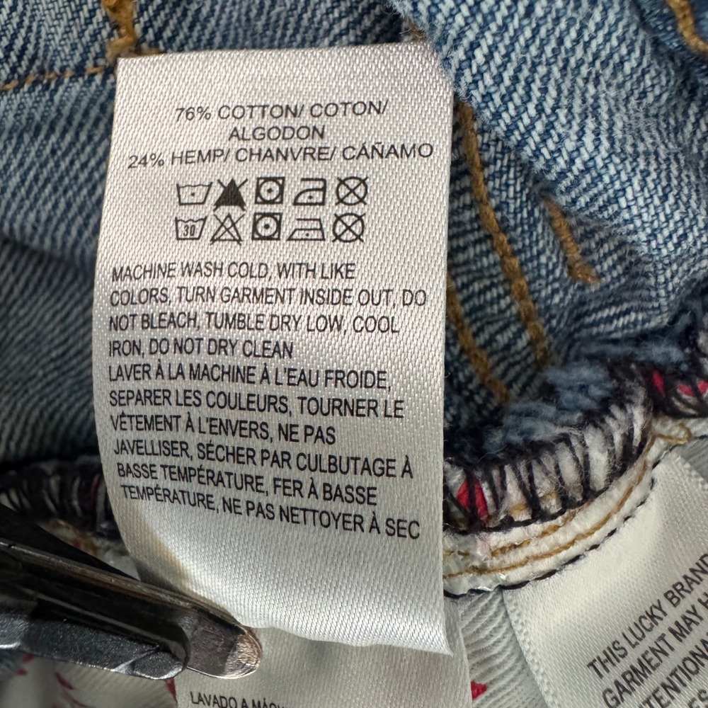 Lucky Brand 2/26 (27x4.5) Blue Embossed Hemp Leaf Clover 90s Midi Denim Shorts - Picture 11 of 13
